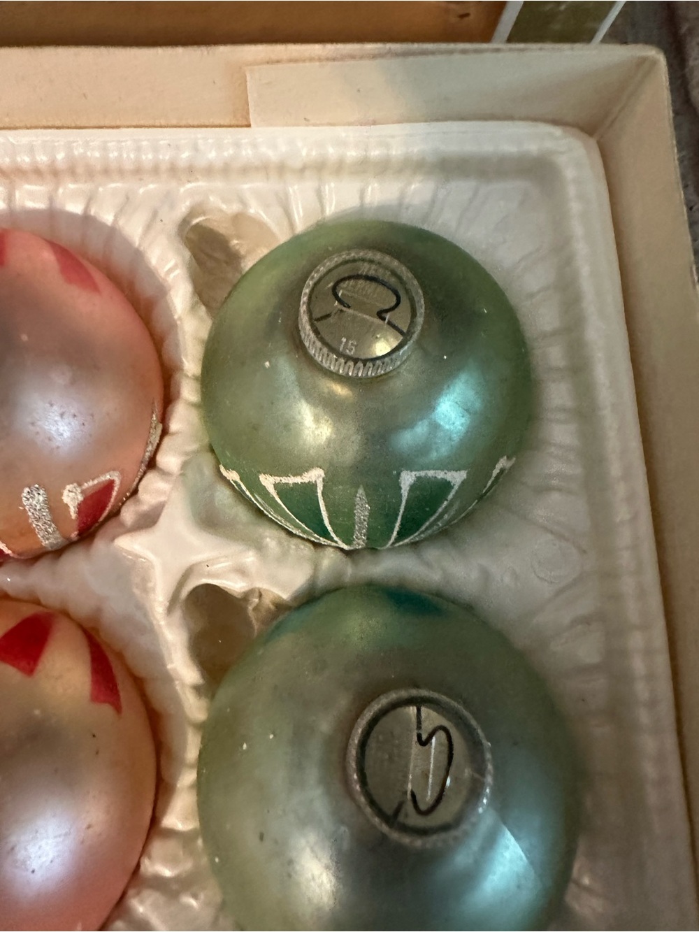Vintage S S Kresge West Germany Hand Painted Christmas Glass Ornaments Glitter - Picture 10 of 16